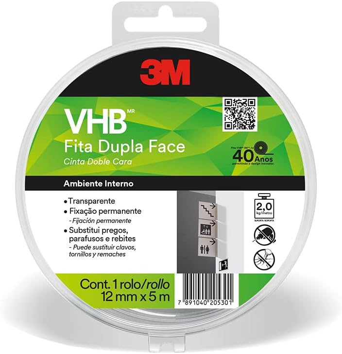 3M VHB 4910 Fita Dupla-face Transparente 12mm x 5m