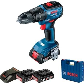Parafusadeira e Furadeira de Impacto Bosch GSB 183-LI 18V com 2 Baterias 2Ah e Maleta