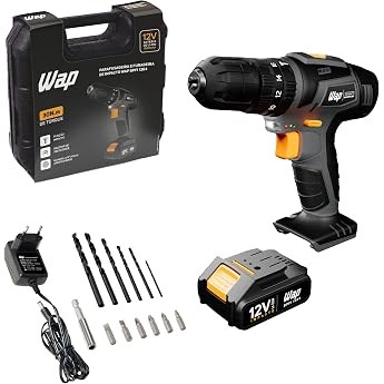 Parafusadeira e Furadeira WAP WF 12K3.2 12V 3/8" com 18 Níveis de Torque e Maleta
