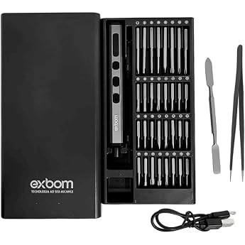 Mini Parafusadeira de Precisão Recarregável Kit 68 em 1 com Bits Torx e Estojo