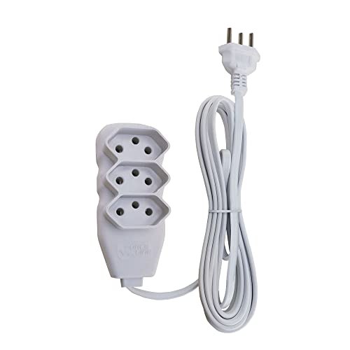 Force Line - Extensão Slim 3 Tomadas Tripolar Bivolt 3 Metros Branco