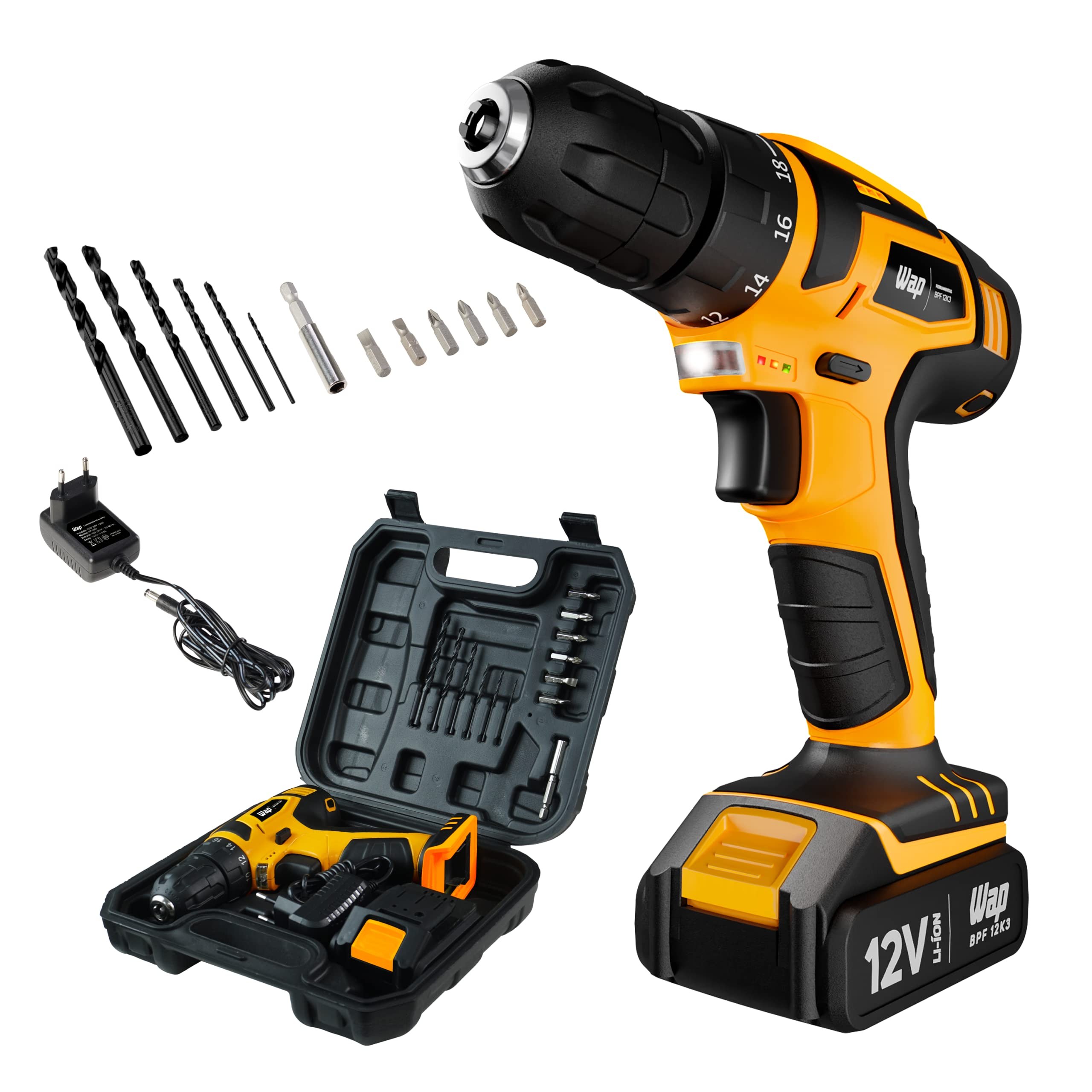 Parafusadeira Furadeira 48V com Impacto, Mandril 10mm, Torque 32Nm e 2 Baterias