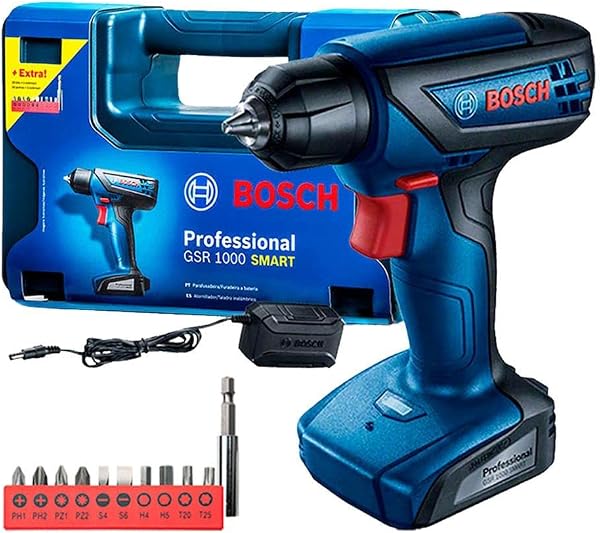 Bosch Furadeira Parafusadeira GSR 1000 Smart 12V com Acessórios