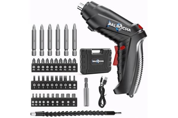 DALROCHA Parafusadeira e Chave de Fenda Elétrica Bivolt com 47 Peças, Maleta, Bits e Extensor Flexível