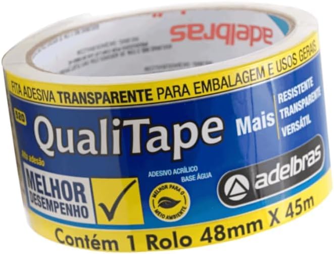 Fita para Empacotamento Qualitape Transparente 48mm x 45m Adelbras