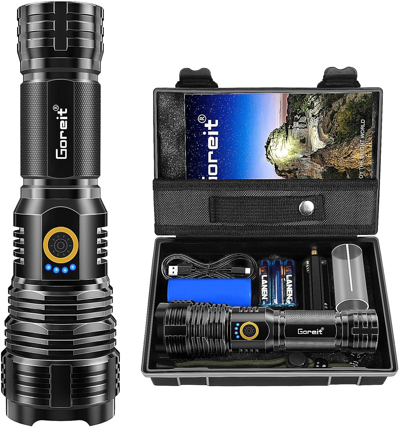 Goreit Lanterna Tática LED 10000 Lumens XHP70.2