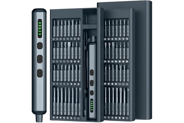 Mini Parafusadeira Elétrica de Precisão Recarregável 68 em 1 USB-C com Bits Torx T8H PS4/PS5/Xbox