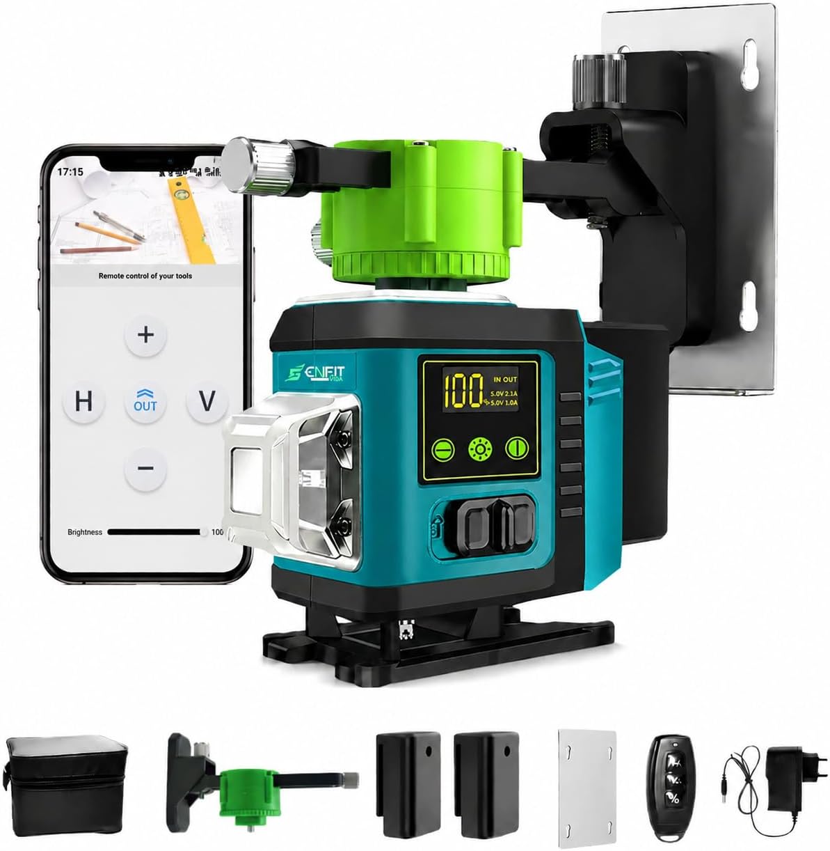 Nível a Laser 12 Linhas Verde 3D 360° Autonivelante com APP