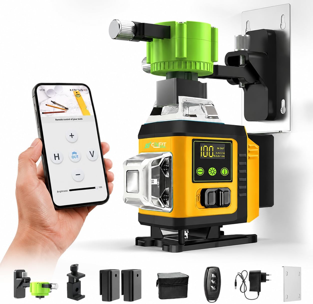 Nível a Laser 16 Linhas Verde 4D 360° Autonivelante com APP