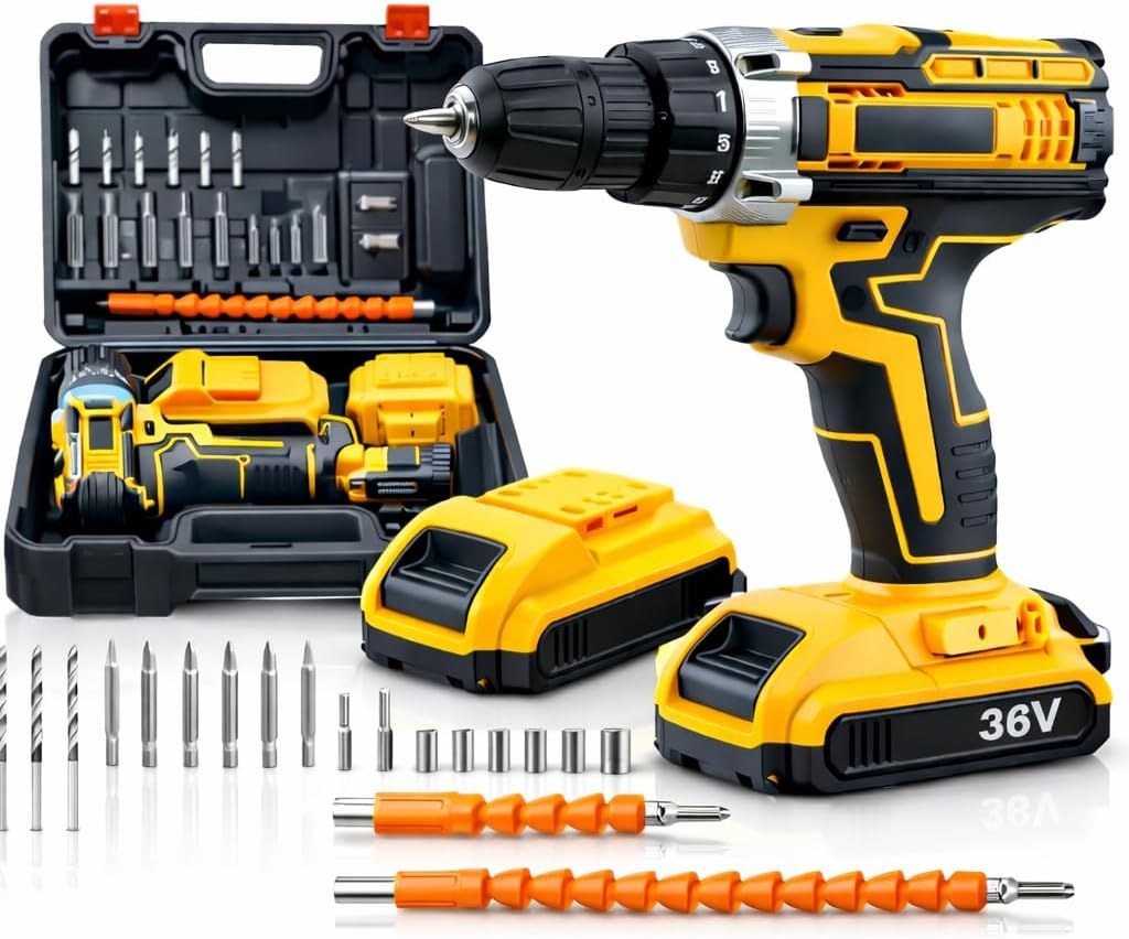 Parafusadeira Furadeira de Impacto Sem Fio 48V 2 Baterias Bivolt + 32 Acessórios Maleta