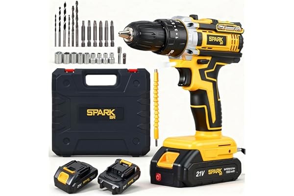 Furadeira e Parafusadeira de Impacto SparkBr AMG-PR01 21V com 26 Acessórios, 2 Baterias, LED e Maleta