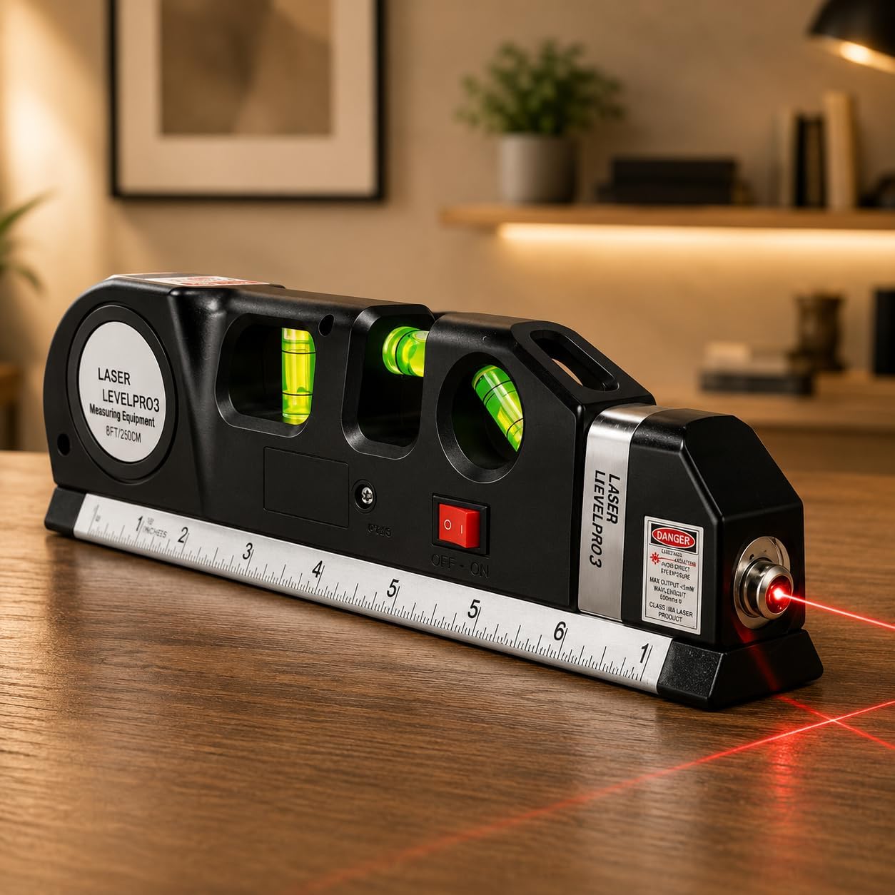 Trena Nível a Laser Profissional 3 em 1 2,5m com Nível de Bolha