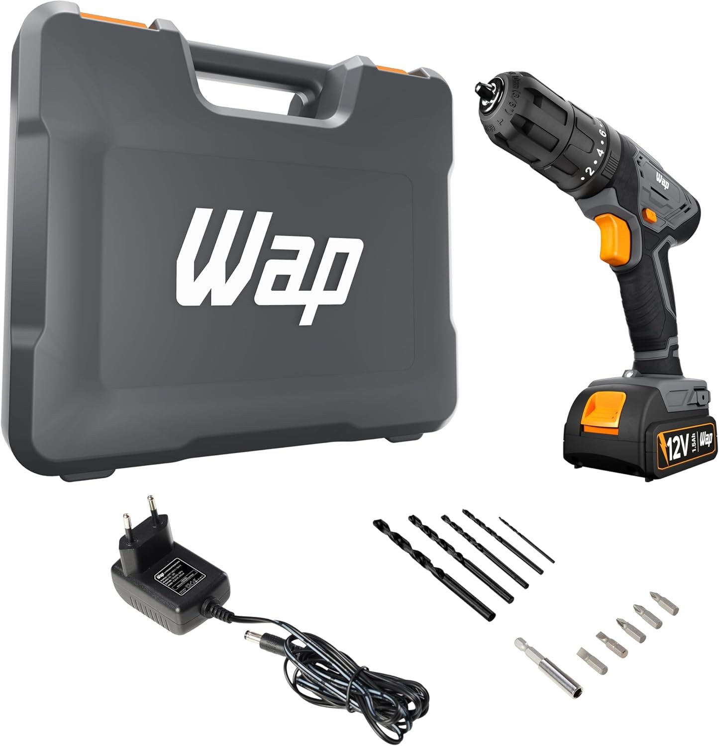 WAP Parafusadeira e Furadeira à Bateria Li-Ion 12V BPF 12K3 BLACK + Maleta e 13 Acessórios
